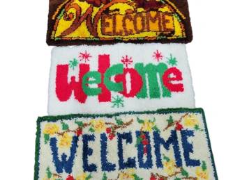 Vtg Holiday Hook and Latch Rugs