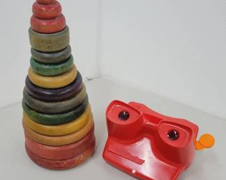 Vtg Wood Stack Toy & Viewmaster