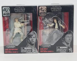 Star Wars Titanium Luke & Han Figures