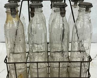 8 Shell Oil Bottles with Metal Carrying Rack