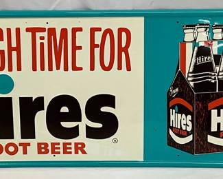 Emb. Hires Root Beer Self-Framed Metal Sign by Stout Sign Co., 30×12 