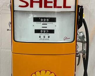 Restored Gilbarco Shell Gas Pump with Illuminated Globe