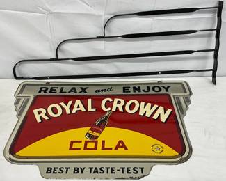 1940 DS Royal Crown Cola Sign with Original Hanger 24x16 