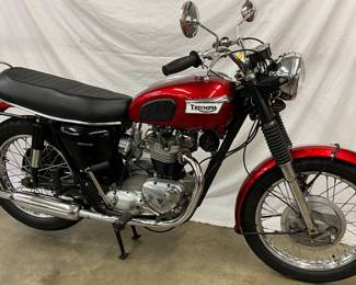 1969 Triumph Bonneville TR6 Motorcycle with Red and Chrome Finish, Twin Cylinder Engine, Dual Exhaust  and Matching Numbers 