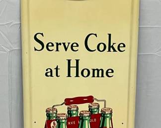 16x54 Coca-Cola Six Pack Pilaster Sign A.M. 47 with Red Button Top