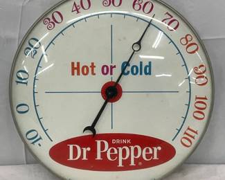12in. Dr Pepper ‘Hot or Cold’ Pam Thermometer with Glass Face