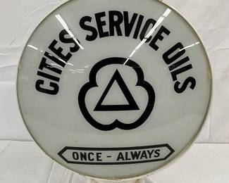 16in. Cities Service Oils Metal Ring Globe with Glass Panels