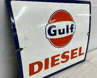 11 1/2 x 8 1/2 Porcelain Gulf Diesel Pump Plate