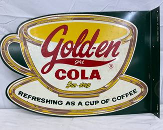 Golden Cola DS Die-Cut Flange Sign by Press Sign Co., St. Louis 21x14.5
