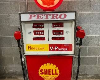Dual Shell Petro Bennett Gas Pump With Shell Globe