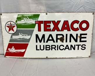 Porcelain Texaco Marine Lubricants Sign, 30 x 15 Inches