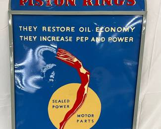 22 x 35 ‘Sealed Power Piston Rings’ Advertising Sign, Professionally Restored