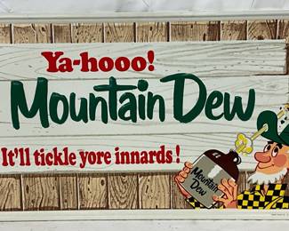 1966 Emb. Ya-hoo! Mountain Dew ‘Willy’  Sign by Stout Sign Co. 35x17.5 