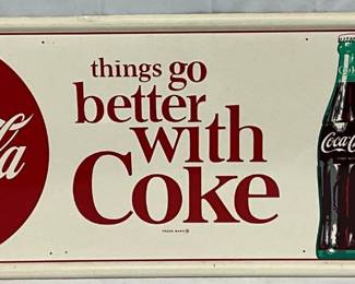 Coca-Cola 'Things Go Better with Coke' Self Framed Metal Sign, 54 x 17 1/2 