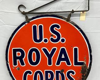 24in. U.S. Royal Cords Porcelain DS Sign with Bracket