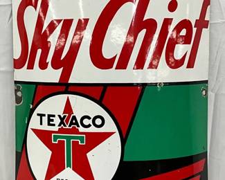 1942 Texaco Sky Chief Convex Porc. Pump Plate, 11×18 