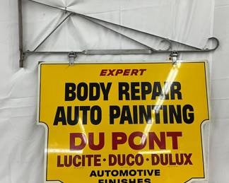 1962 Du Pont Automotive Finishes DS Metal Sign with Hanger, 36x28 