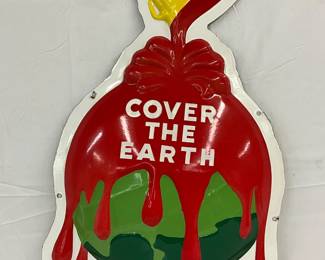 Emb. Porc. SWP ‘Cover The Earth’  Die Cut Sign, 20in x 35 1/2in