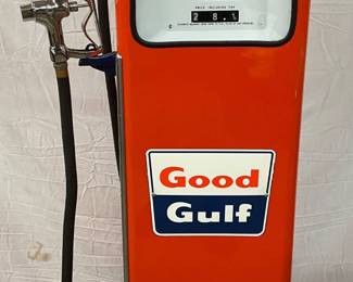 Gulf Chrome Top Gas Pump, Professionally Restored 