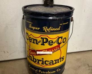 Vintage Cen-Pe-Co 50-Pound Lubricant Can with Hand Pump