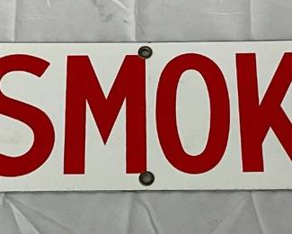 24 x 5 Inch Vintage-Style Porcelain ‘No Smoking’ Sign