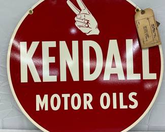 24in. DS  Kendall Motor Oils Metal Advertising Sign 