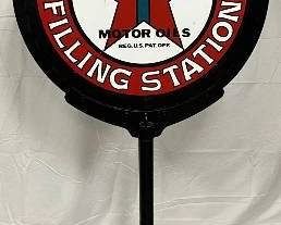 Texaco Gasoline Filling Station Sign Sidewalk lolly pop sign