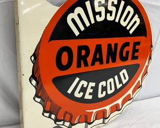 19x18 Mission Orange Ice Cold DS Flanged Tin Sign 