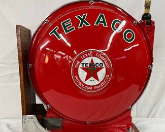 Texaco Air Hose Reel, Restored, 22in x 23in, Metal Construction