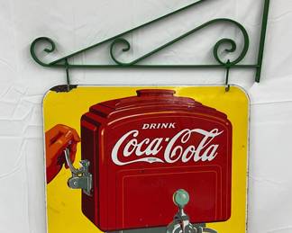 1939 DSP Coca-Cola  Fountain Sign with Brackets, 26 x 25 Inches