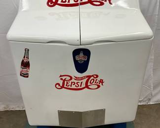 1940s Pepsi-Cola Embossed Gull Wing Cooler by Heintz Mfg. Co. 33x43x26 