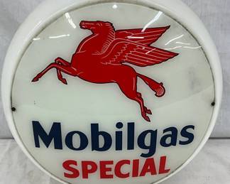 16in. Mobilgas Special Milk Glass Globe with Single Lens