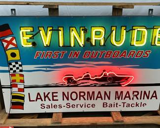 60×36 Evinrude Lake Norman Marina Porc. 2 Color Neon Sign