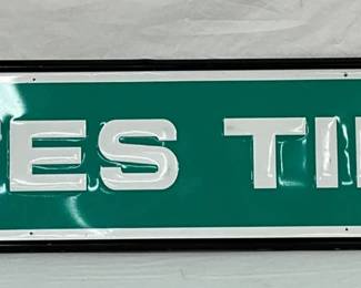 Emb.   Gates Tires Sign, Self-Framed 71in x 14in