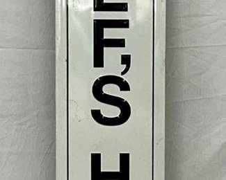 Emb Vertical Wooden ‘Wolf’s Head Motor Oil’ Sign, 12x82 Self Framed