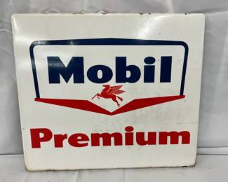 Mobil Oil Premium Porcelain Pump Plate with Pegasus Horse, 14 x 12 Inches