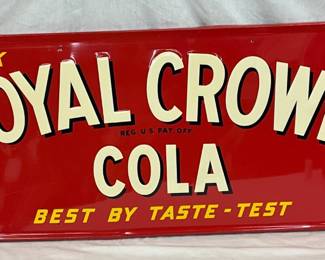 54x18 Emb. Royal Crown Cola with 2 Bottle Graphics Advertising Sign