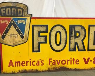 Ford DS Metal Advertising Sign with Wooden Frame Back, 107x60