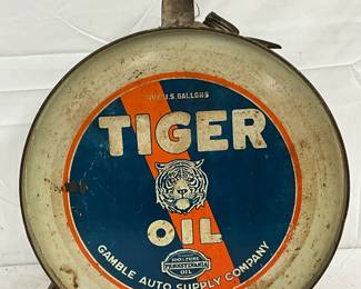 5g. Tiger Oil Rocker Can by Gamble Auto Supply Company