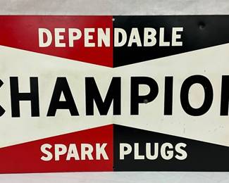 26x12 Champion Spark Plugs SS Metal Sign