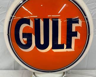 15in. Solid Milk Glass Gulf Pump Globe, Original