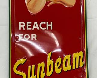 1953 Sunbeam Embossed Metal Advertising Sign, Self-Framed, 19 x 55 Inches