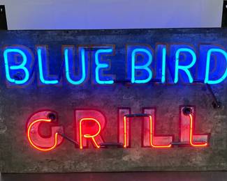 40×24 DS Blue Bird Grill 2-Color Neon Can Sign, North Carolina