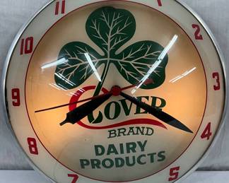15in. Clover Brand Dairy Products Double Bubble Clock