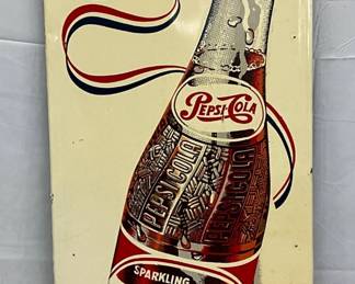 Emb. Pepsi-Cola Vertical Sign with ‘More Bounce to the Ounce’ Slogan, 17.5x47.5
