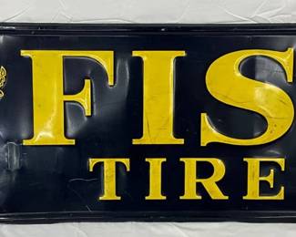 Emb. 73×25 Fisk Tires Sign with Fisk boy Self-Framed Edge