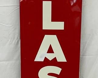 1961 Vertical Atlas Tires Metal Sign with Wooden Frame and Screw Set, 16 1/2 x 70 1/2