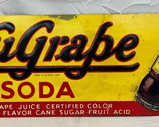 Emb. NuGrape Soda Advertising Sign, 36×12 Inches