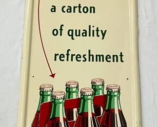 1952 16x54 Coca-Cola Pillar Sign With ‘Sign of Good Taste’ Button