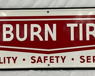 Emb Auburn Tires Metal Sign with Wooden Backing, 60in x 19in
